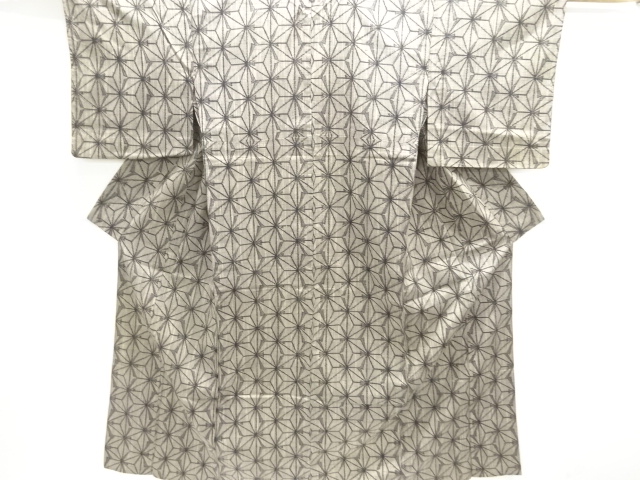 JAPANESE KIMONO / ANTIQUE KIMONO / SILK / HITOE TSUMUGI / WOVEN ASANOHA